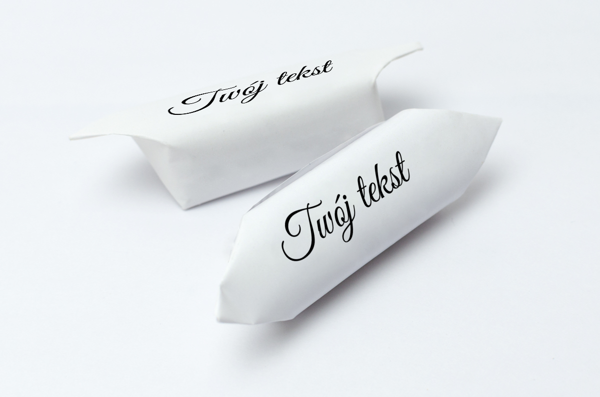 Krówki reklamowe twój tekst klasyczne białe