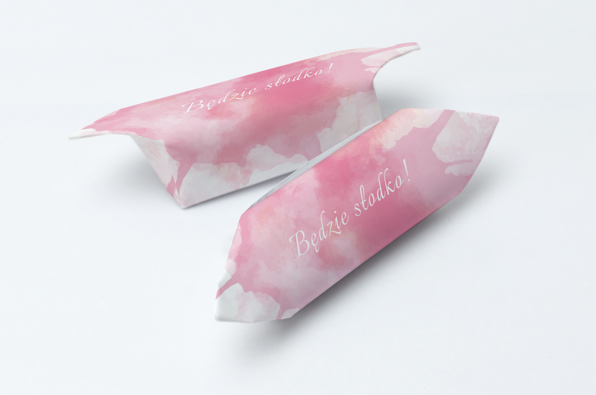 Krówki reklamowe twój tekst pudrowe kleksy