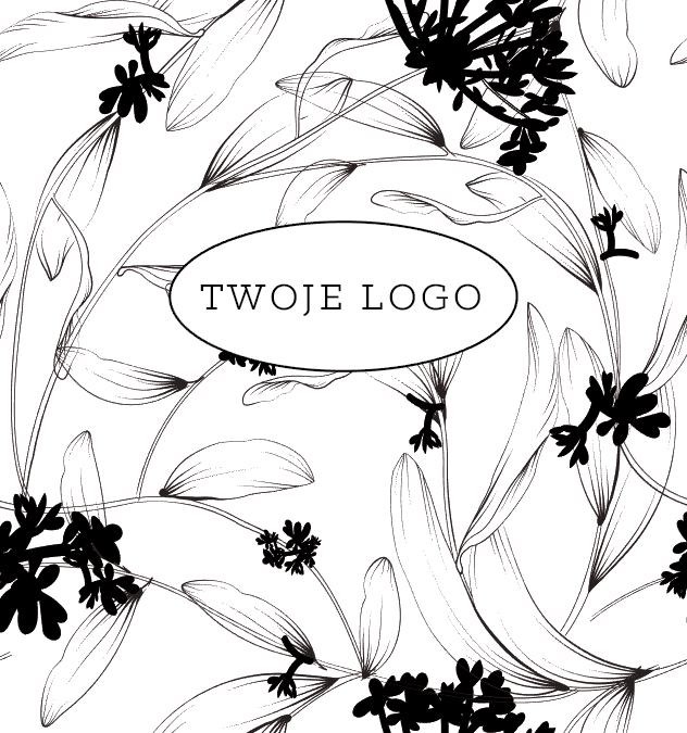 Krówki reklamowe twój tekst czarno białe kwiaty