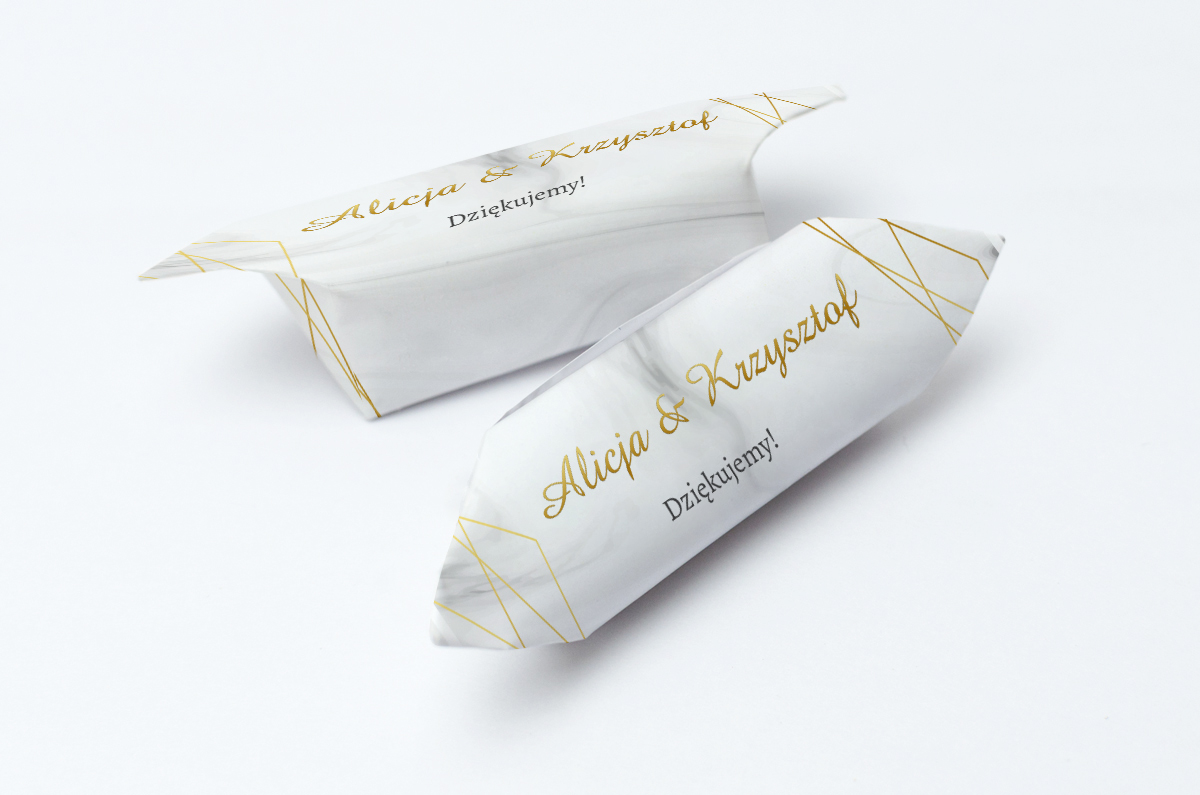 krówki na ślub i wesele złoty napis