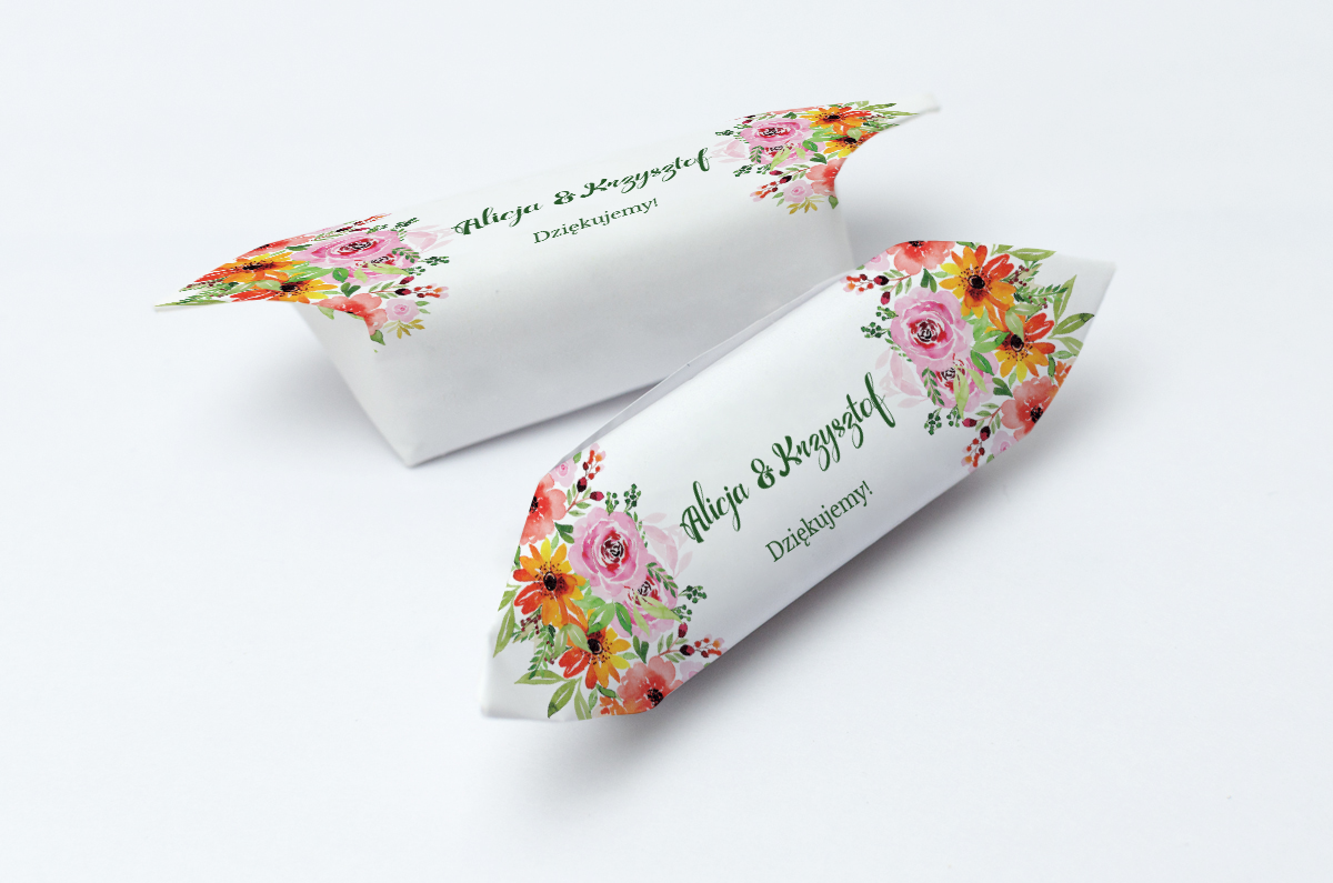 Krówki na ślub i wesele kolorowe kwiaty