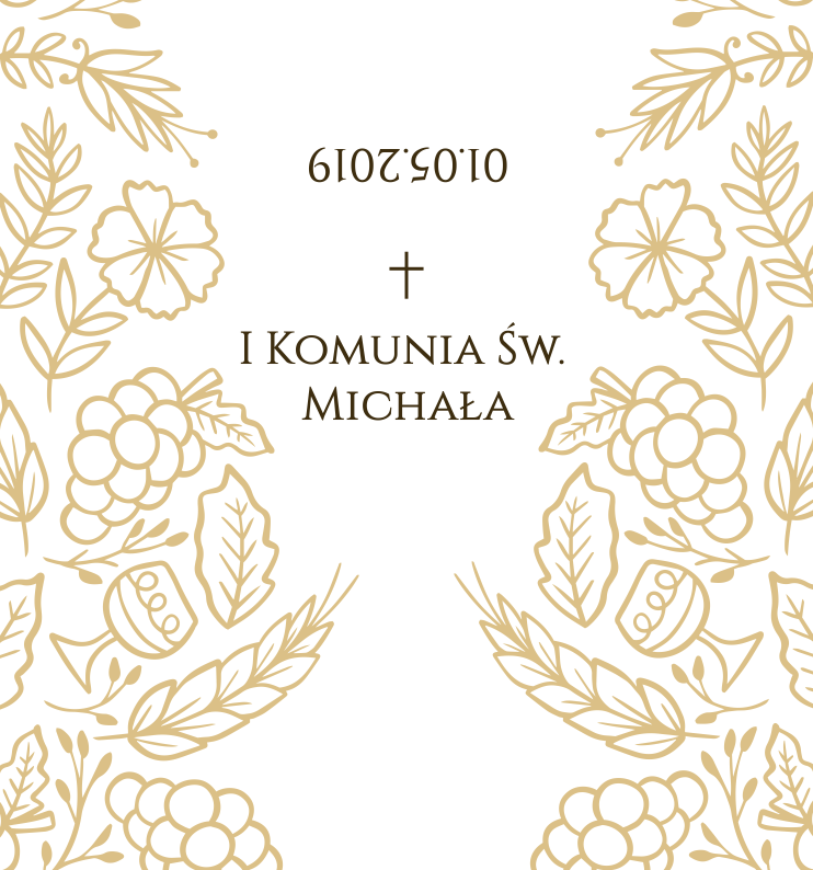 Krówki komunijne Pierwsza Komunia Święta złoty wzór