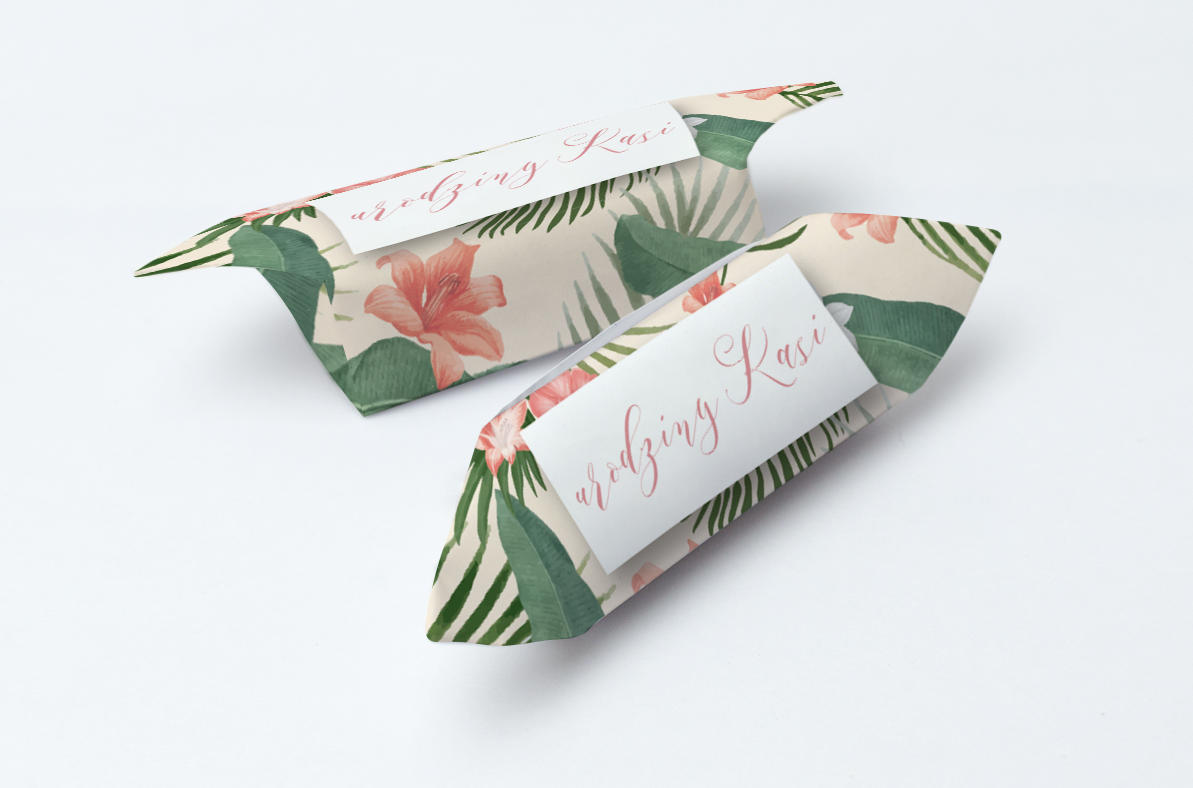 Krówki urodzinowe boho wzór zielone