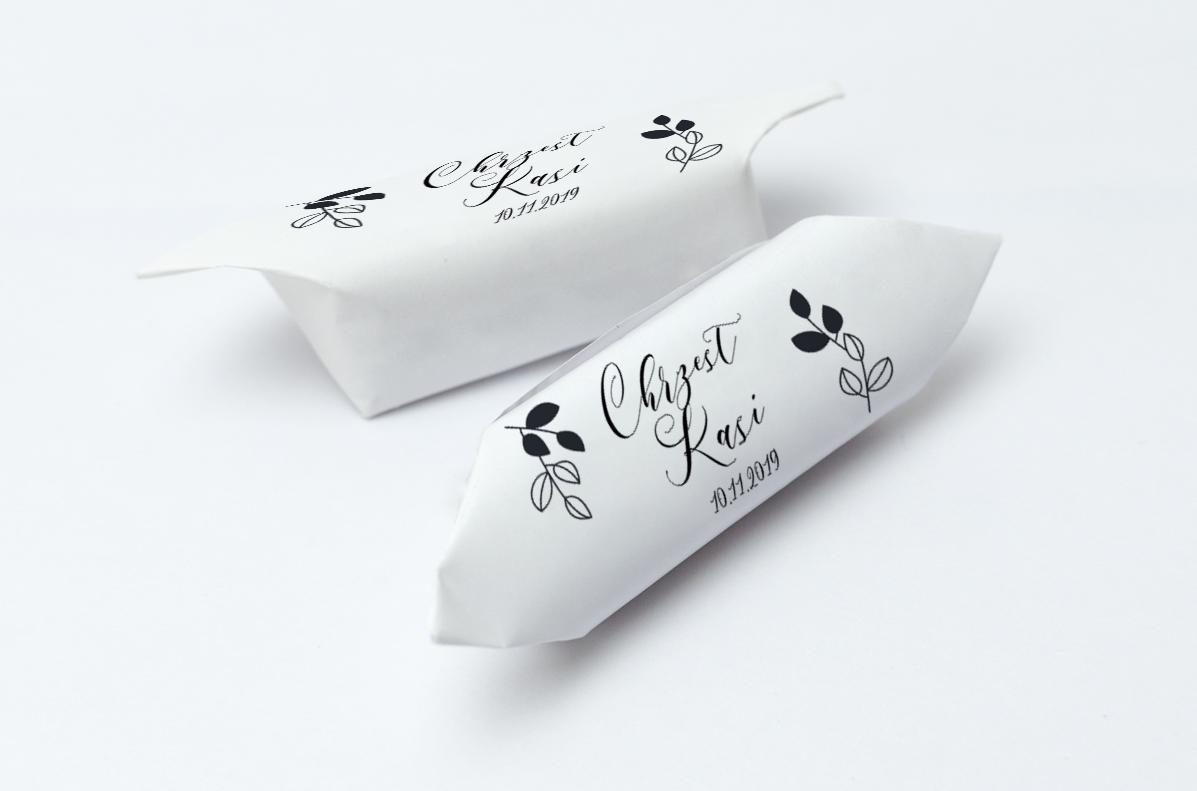 Krówki na chrzest czarne liście