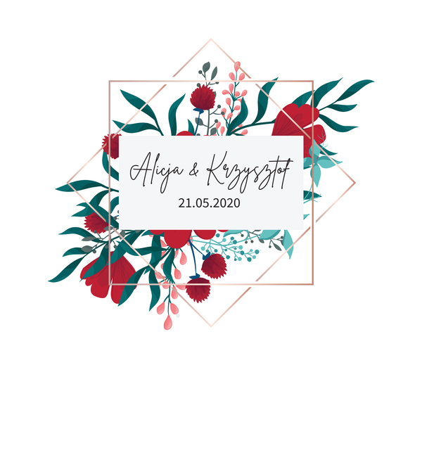 Krówki na ślub wesele kwiaty czerwone