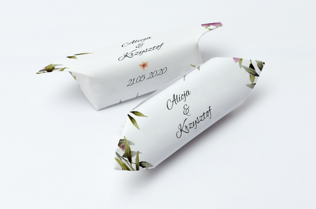 Krówki na ślub i wesele zielone kwiaty