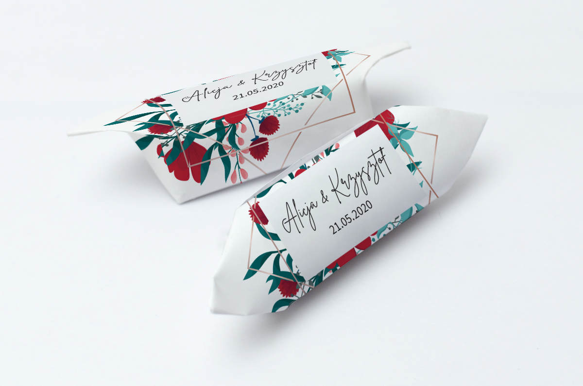 krówki na ślub i wesele bordowe kwiaty