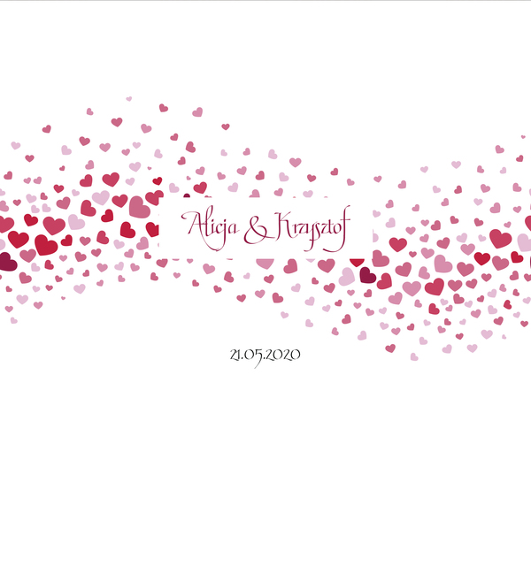 Krówki na ślub i wesele serca białe czerwone