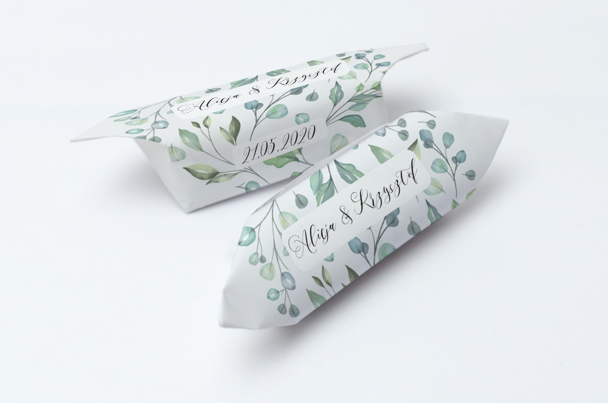 Krówki na ślub i wesele kwiaty zielone