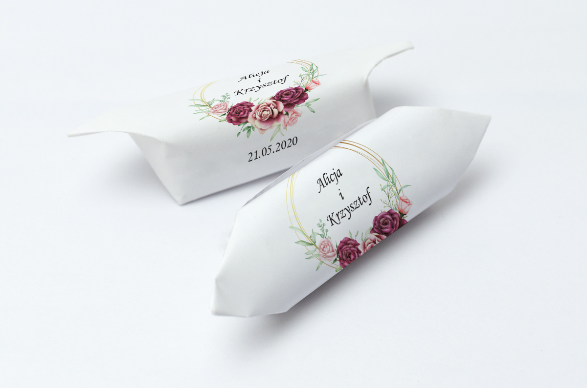 Krówki na ślub i wesele bordowe piwonie