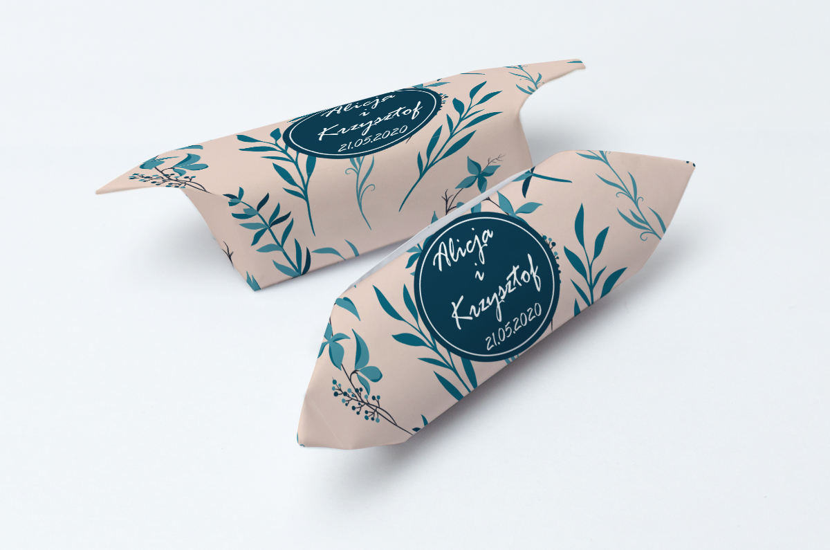 Krówki na ślub i wesele kwiaty szare granatowe