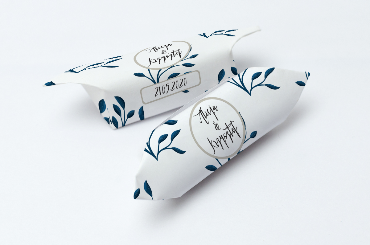 krówki na ślub granatowe kwiaty