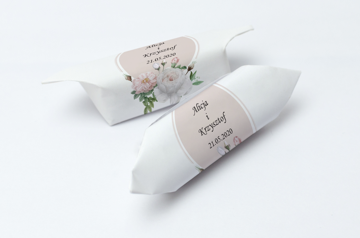 Krówki na ślub i wesele szare kwiaty