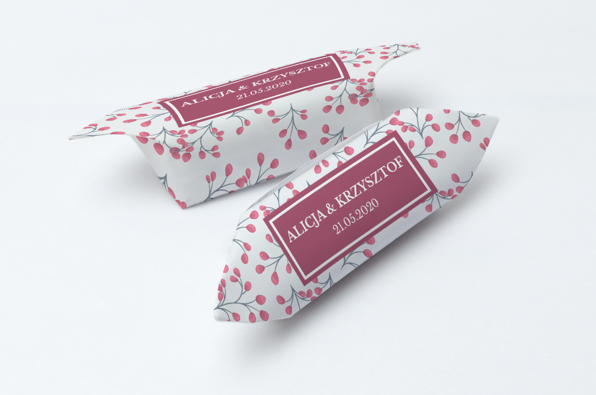 Krówki na ślub i wesele czerwone kwiaty