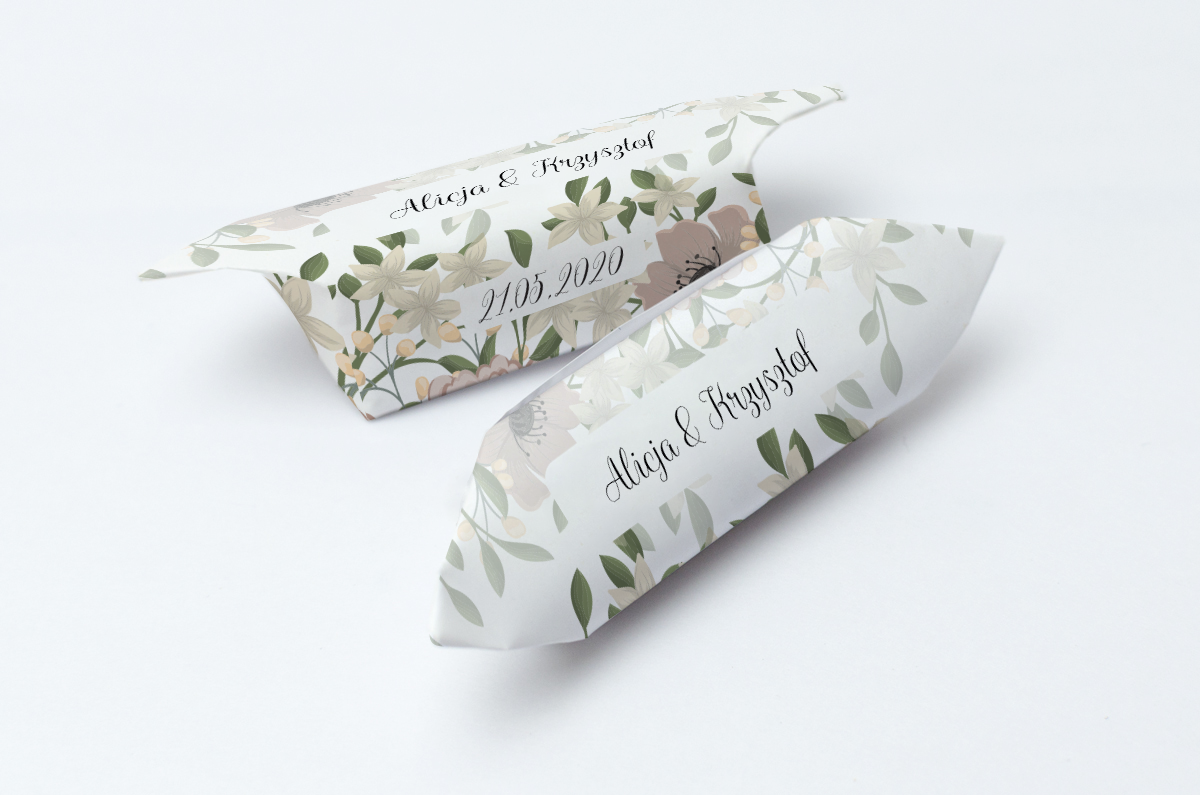 Krówki na ślub i wesele kwiaty zielone