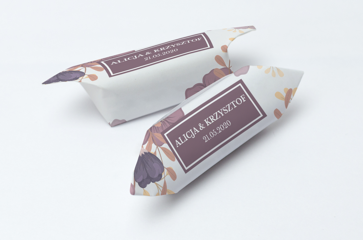 krówki na ślub i wesele bordowe kwiaty