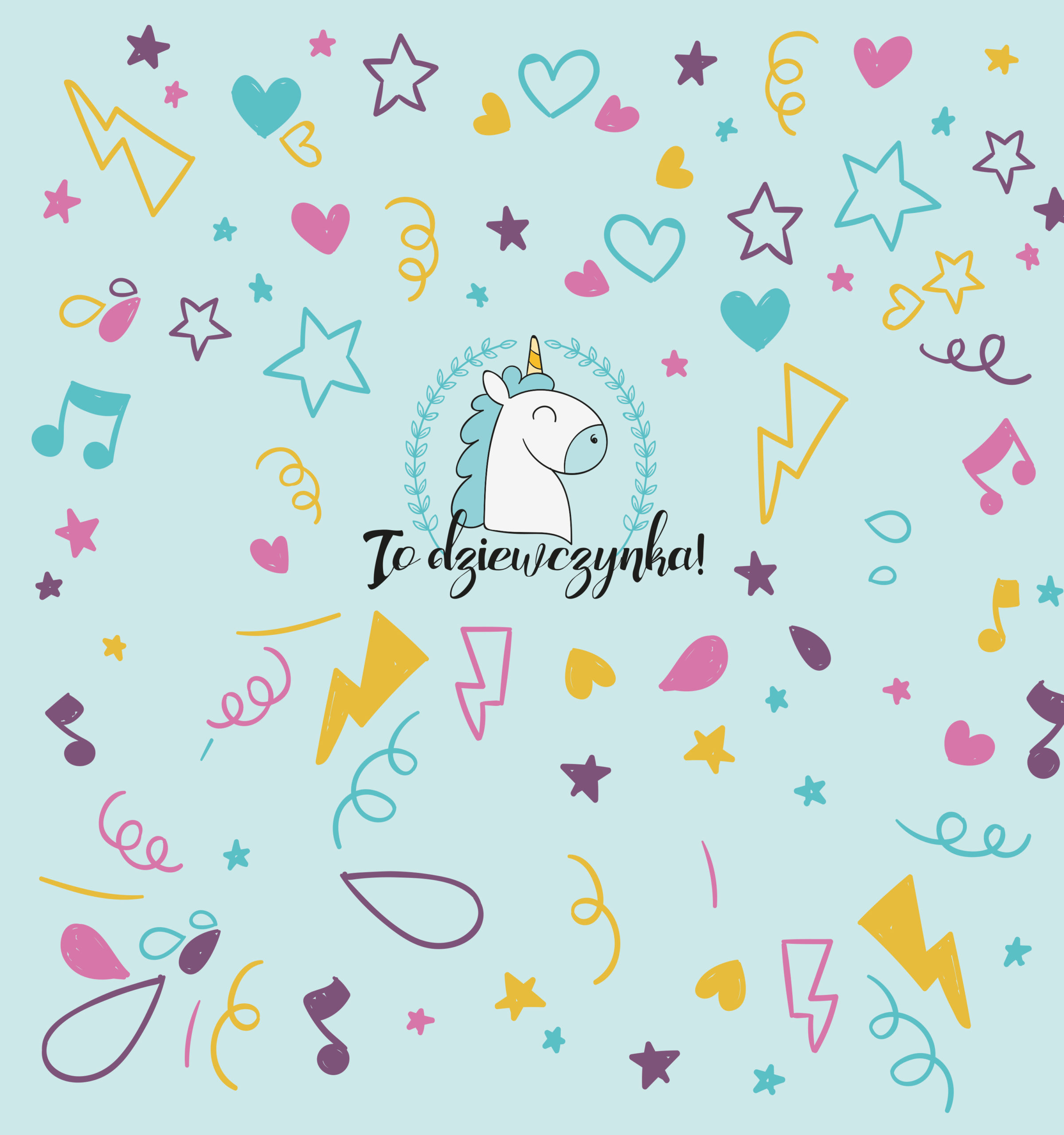 krówki baby shower jednorożec dziewczynka niebieskie