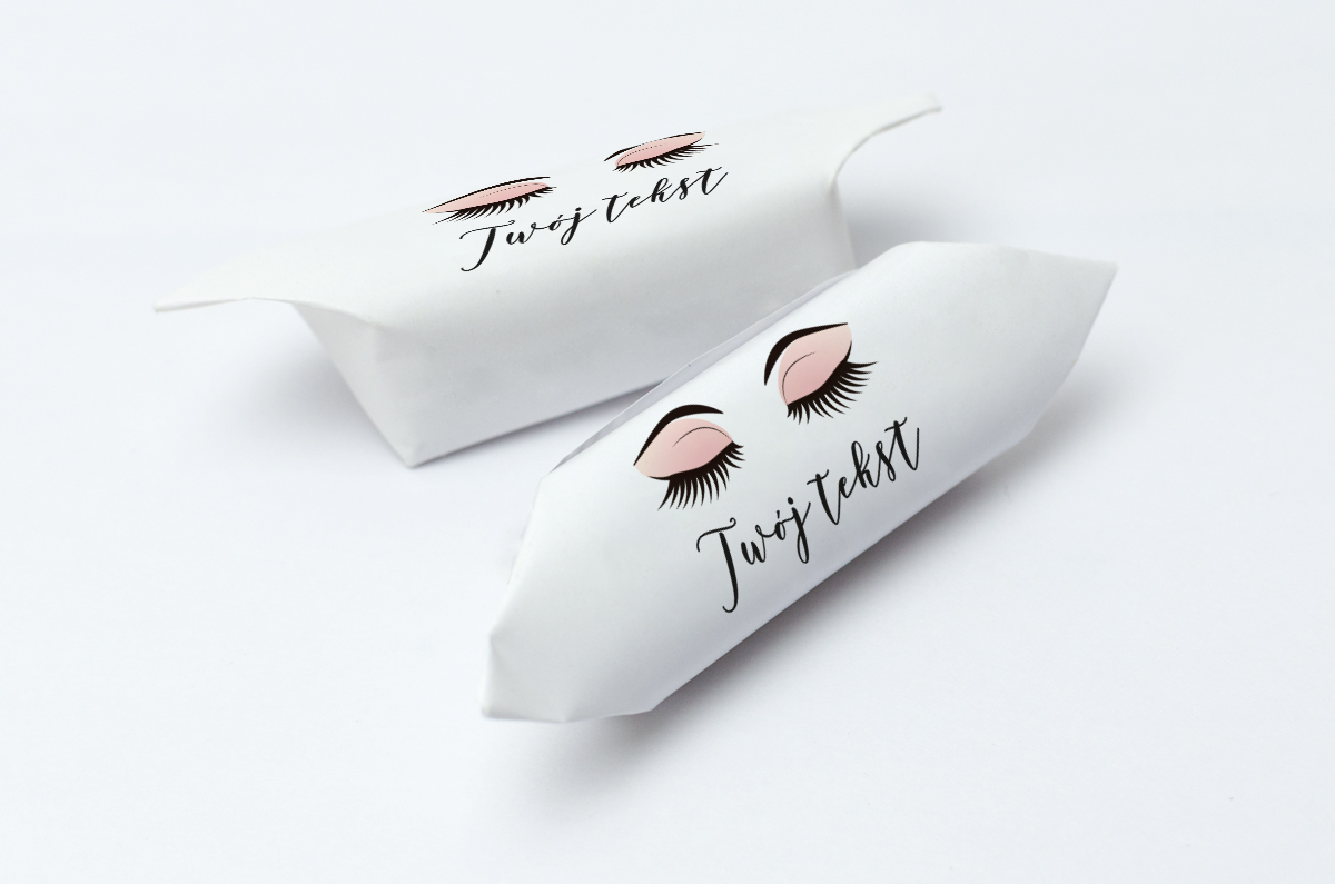 Krówki reklamowe twój tekst makijaż oczy