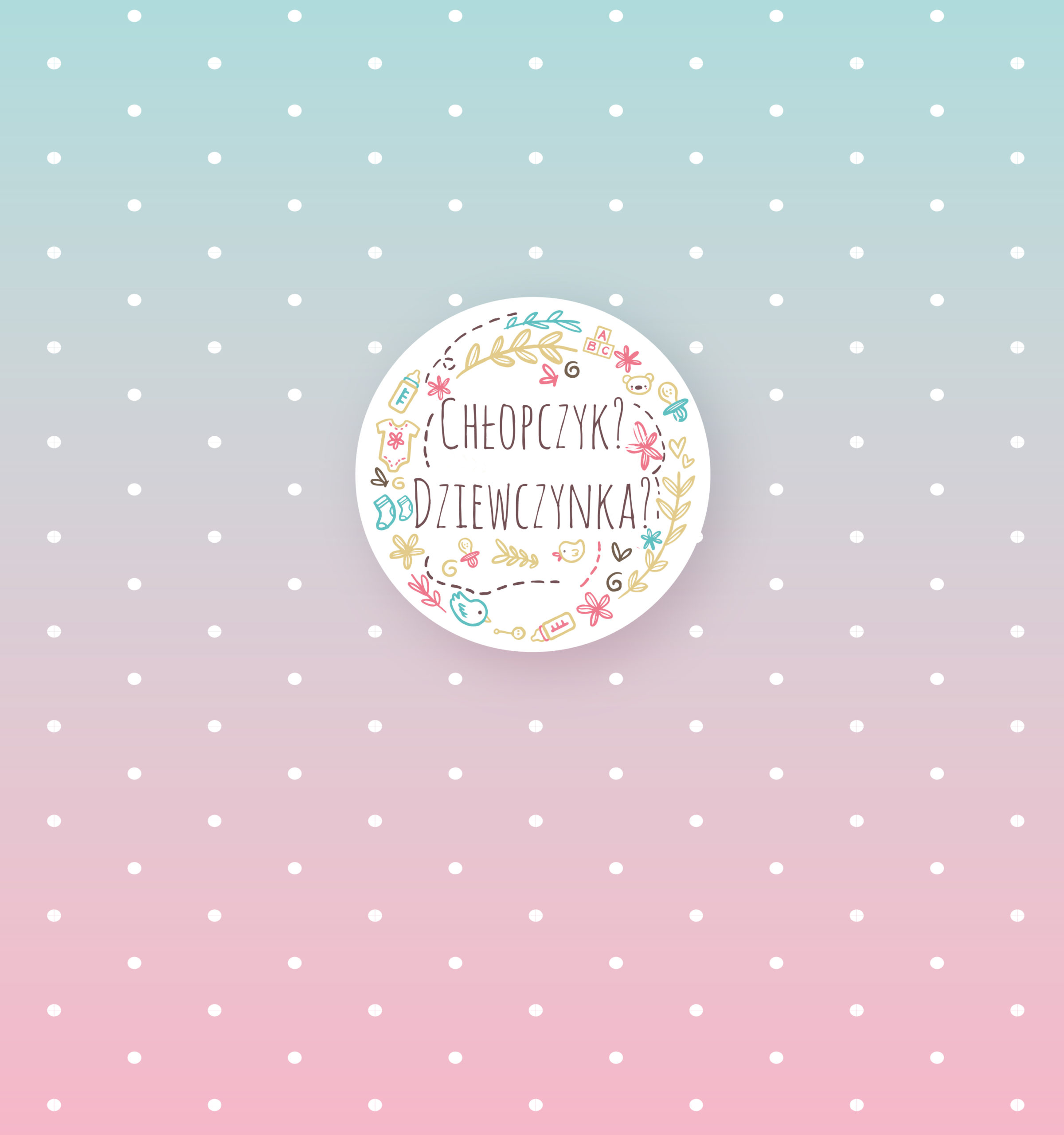 krówki baby shower szare kropki dziewczynka chłopczyk