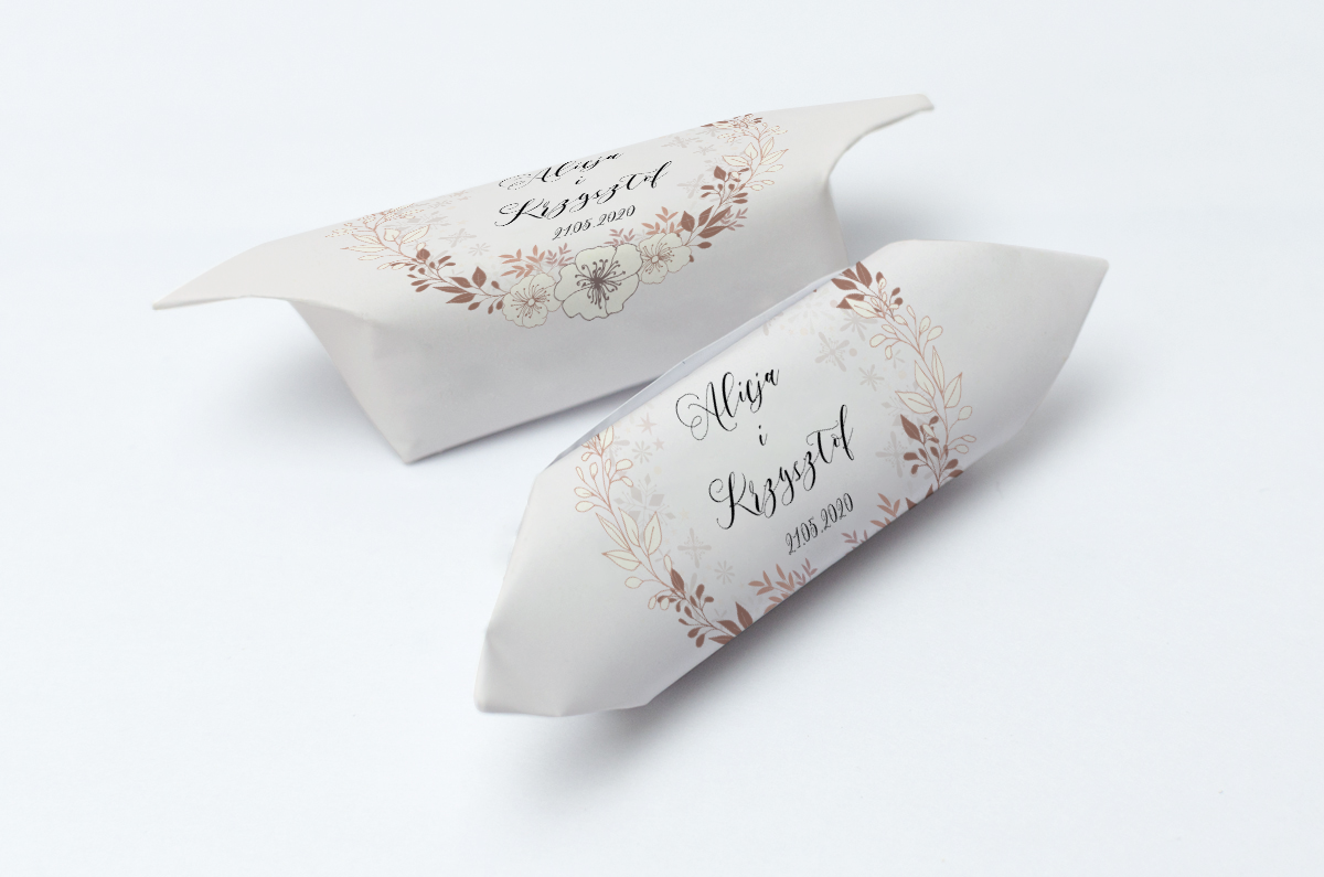 Krówki na ślub i wesele kwiaty szare kremowe