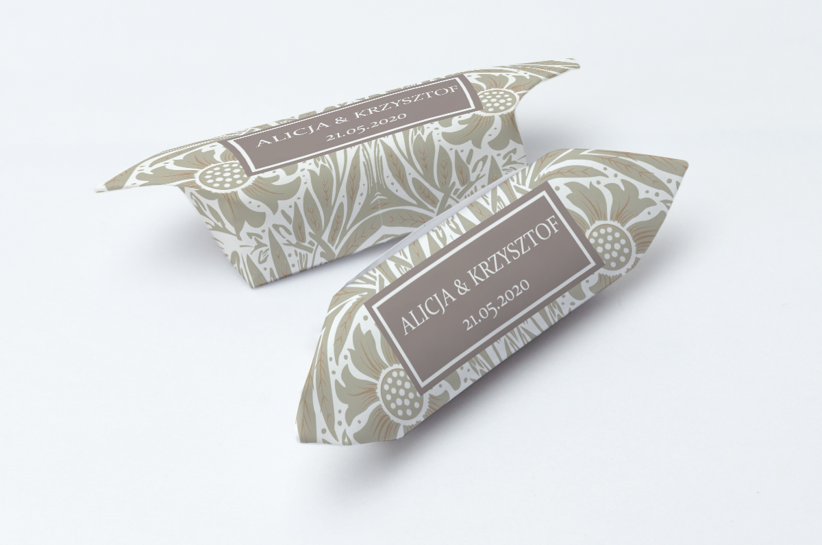 Krówki na ślub i wesele kwiaty szare