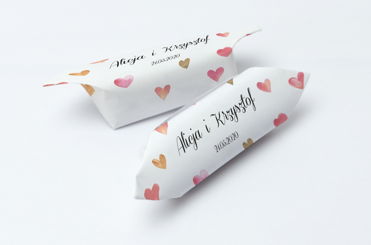 Krówki na ślub i wesele serca kolorowe