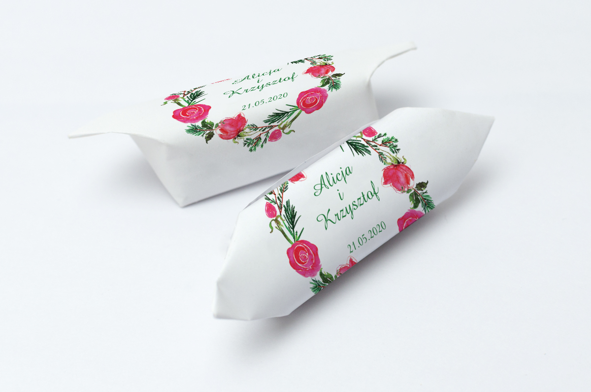 Krówki na ślub i wesele kwiaty czerwone