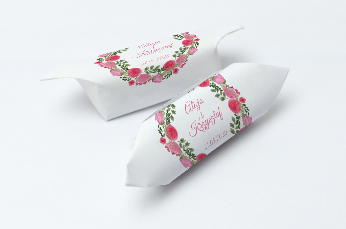 Krówki na ślub i wesele kwiaty czerwone