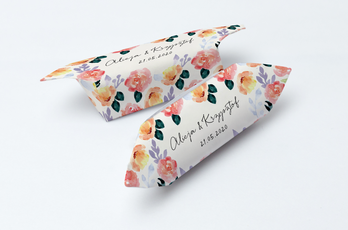 Krówki na ślub i wesele kwiaty pastelowe