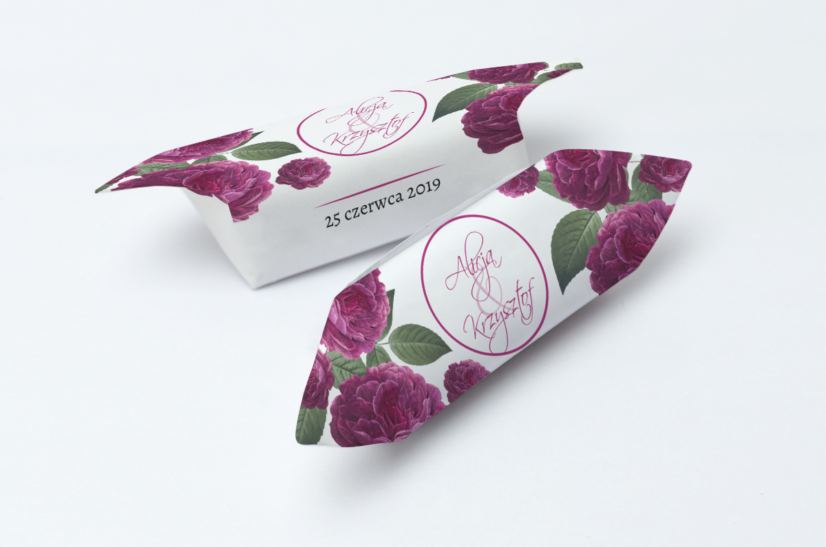 Krówki na ślub i wesele bordowe piwonie