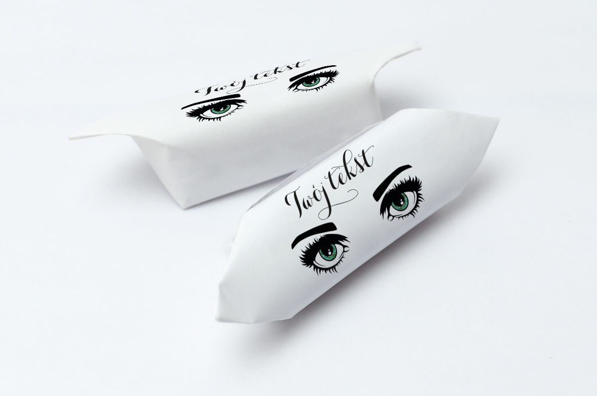 Krówki reklamowe twój tekst makijaż oczy