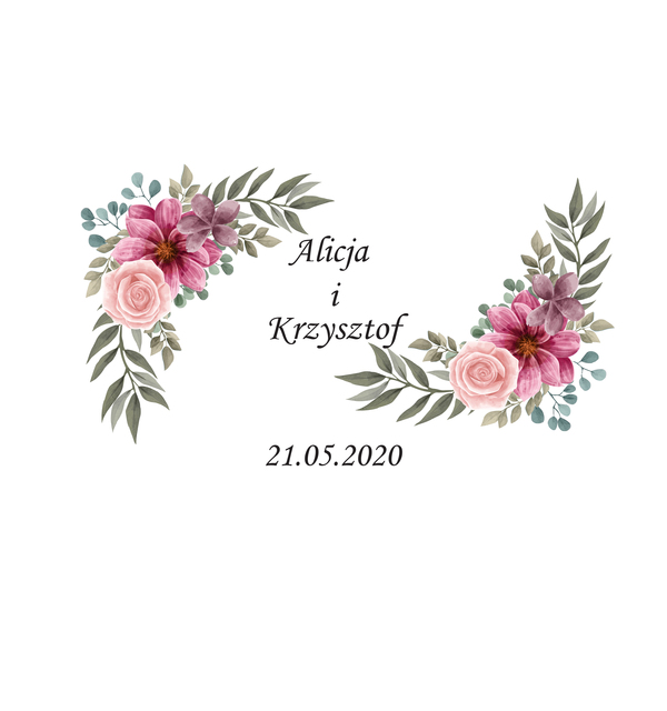 Krówki na ślub i wesele bordowe kwiaty czerwone