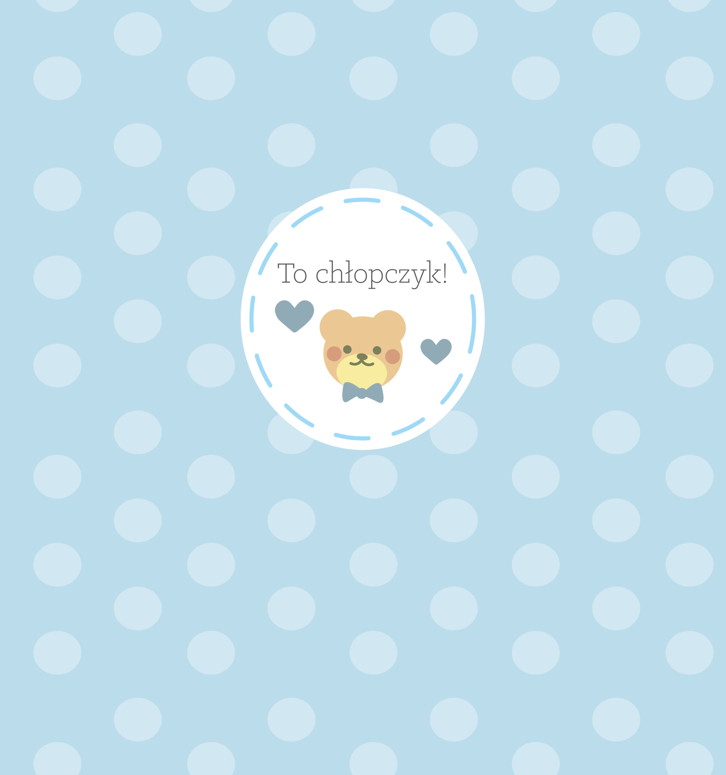 krówki baby shower chłopczyk miś niebieski