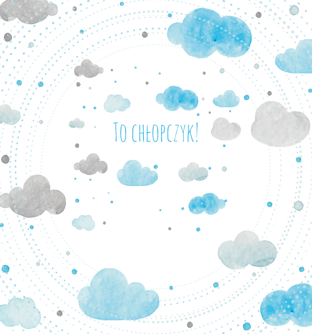 krówki baby shower chłopczyk chmurki