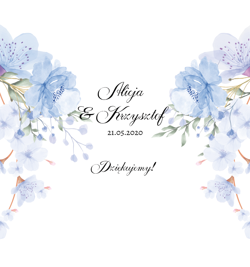 Krówki na ślub i wesele kwiaty niebieskie