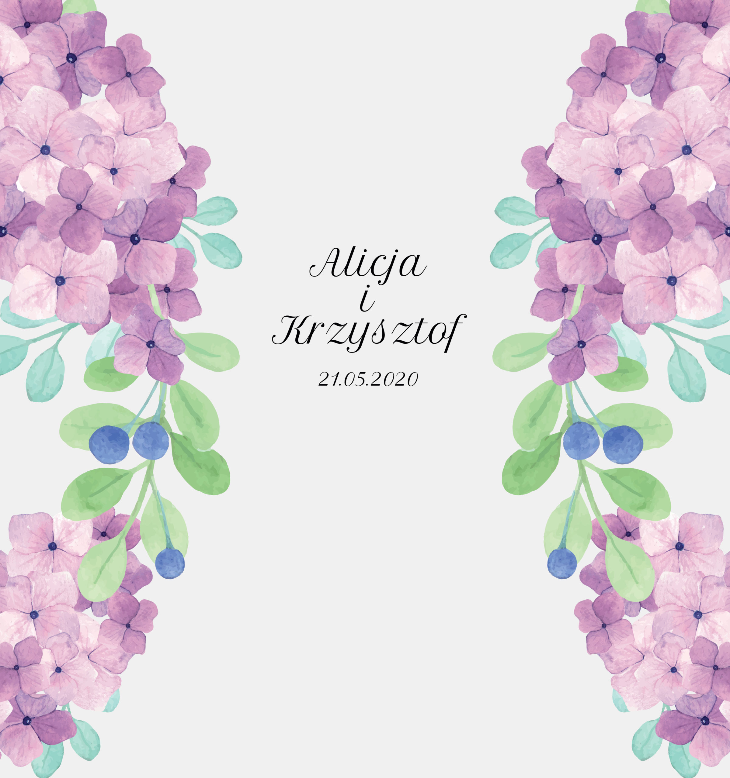 Krówki na ślub i wesele fioletowe kwiaty