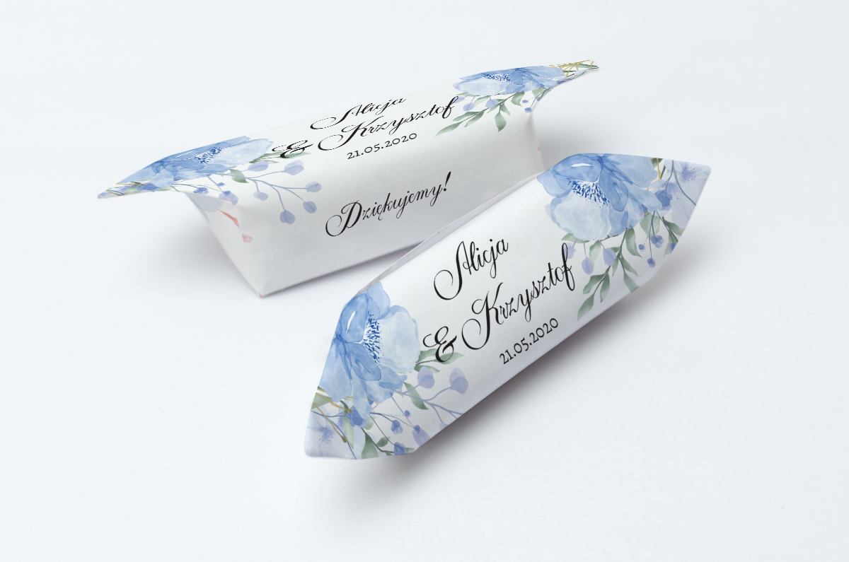 Krówki na ślub i wesele fioletowe hortensje