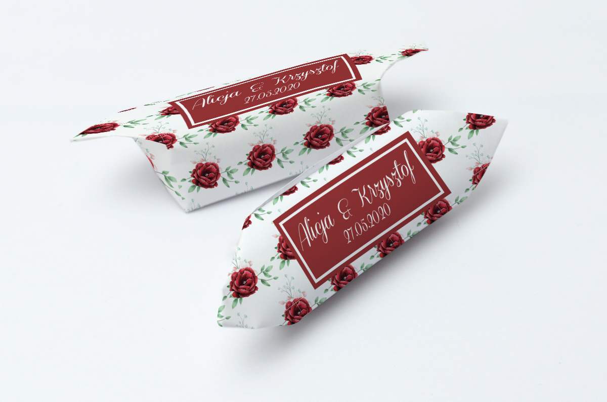 Krówki na ślub i wesele czerwone róże