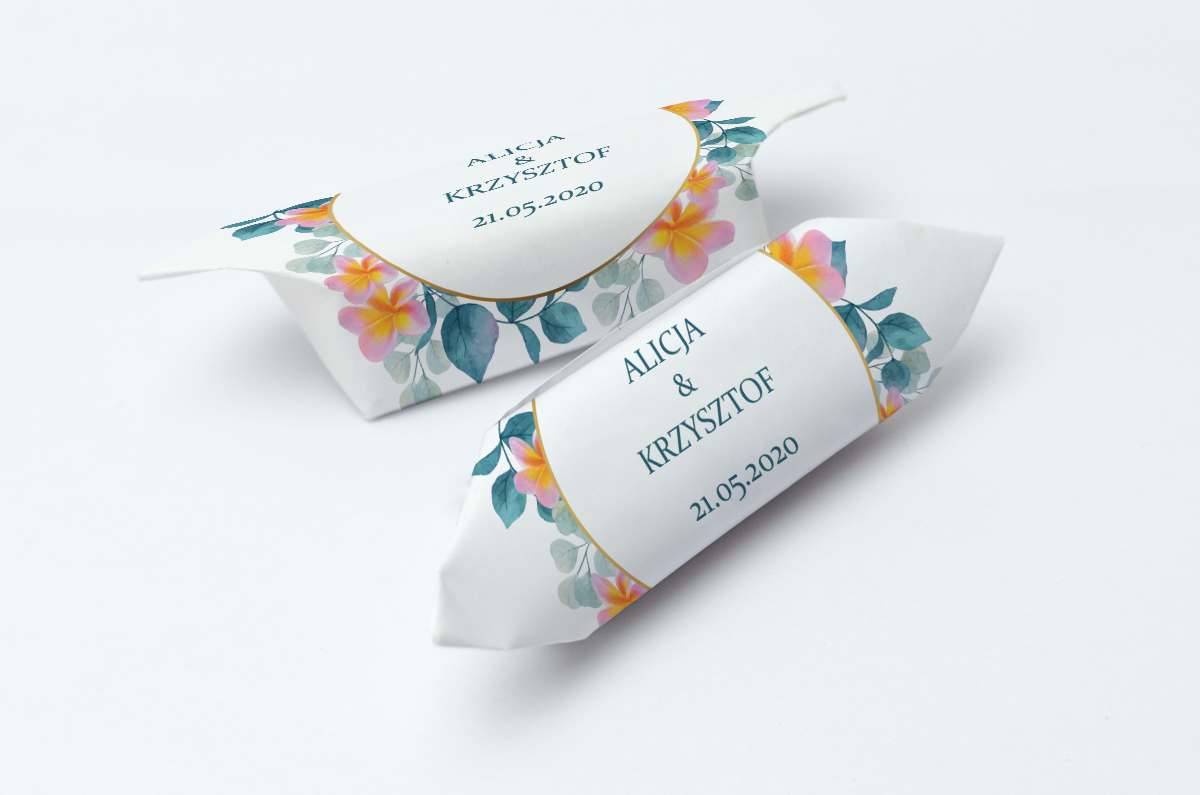 Krówki na ślub i wesele pomarańczowe kwiaty