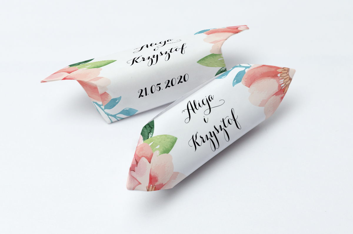 Krówki na ślub i wesele pomarańczowe kwiaty