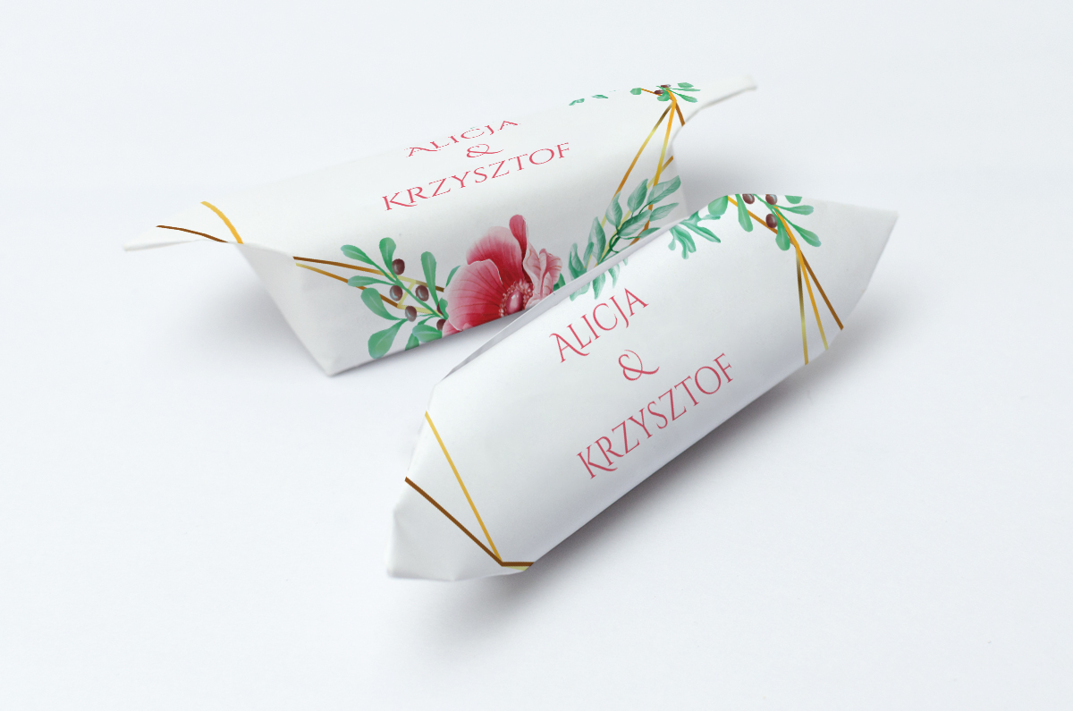 Krówki na ślub i wesele pastelowe kwiaty