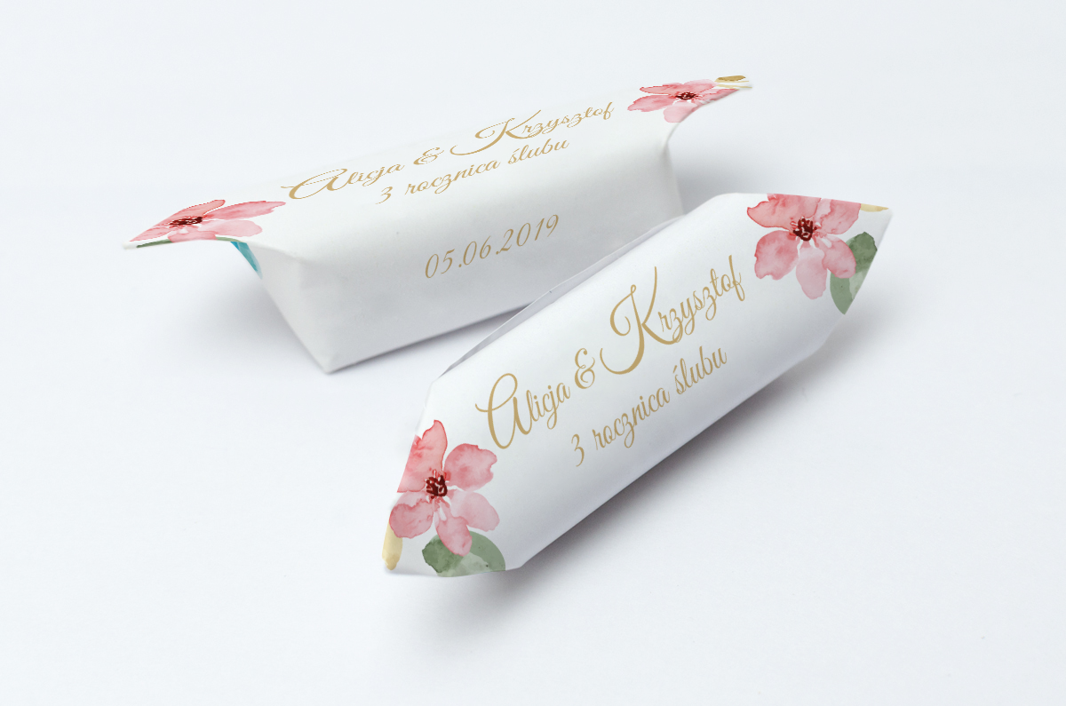 krówki weselne różowe kwiaty