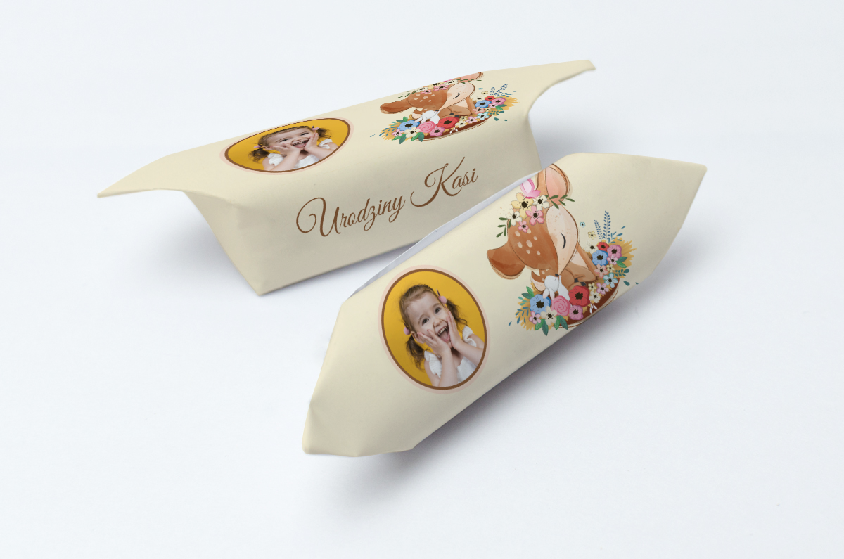 krówki na urodziny ze zdjęciem dziecka bambi