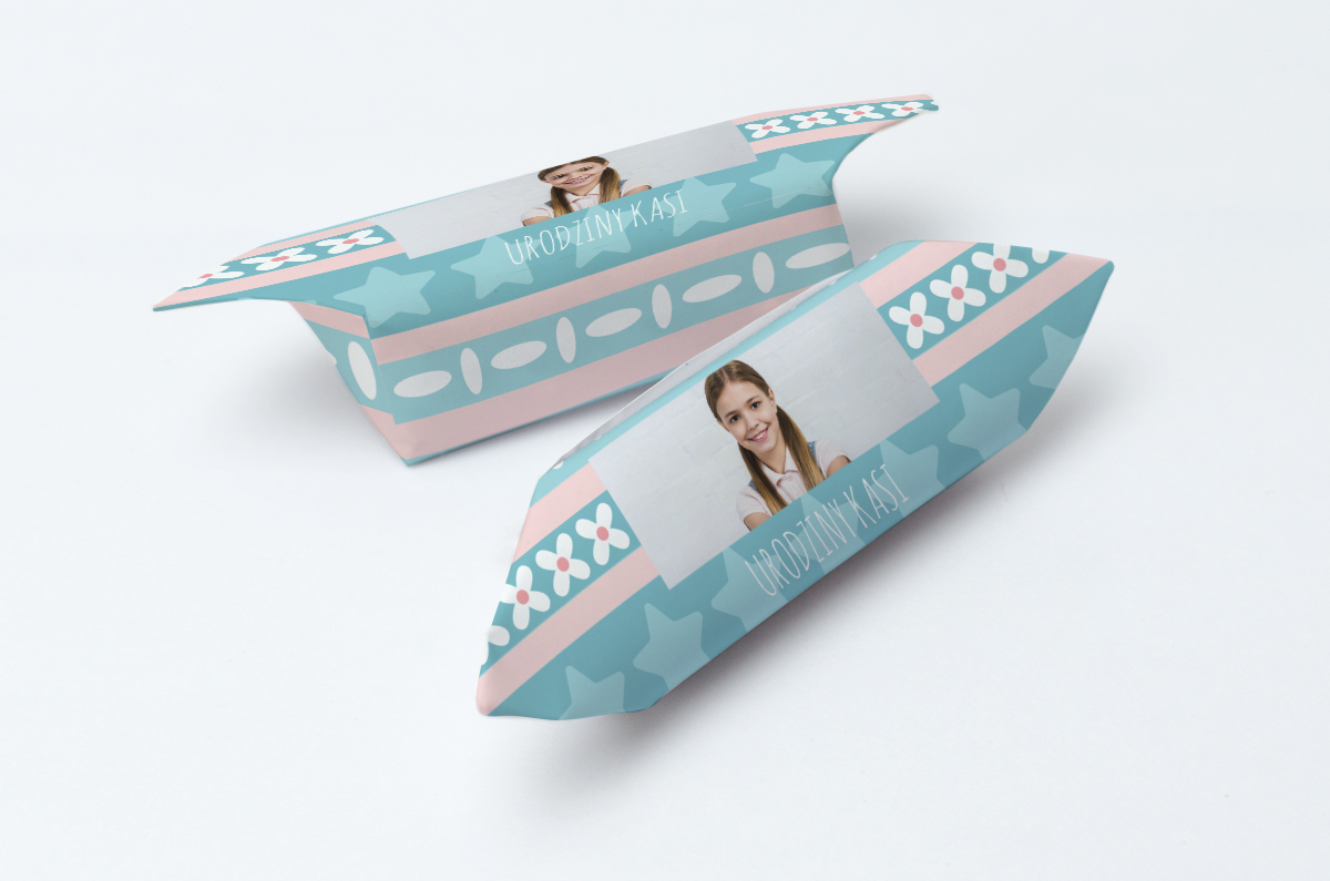 krówki urodzinowe ze zdjęciem niebieskie z gwiazdkami