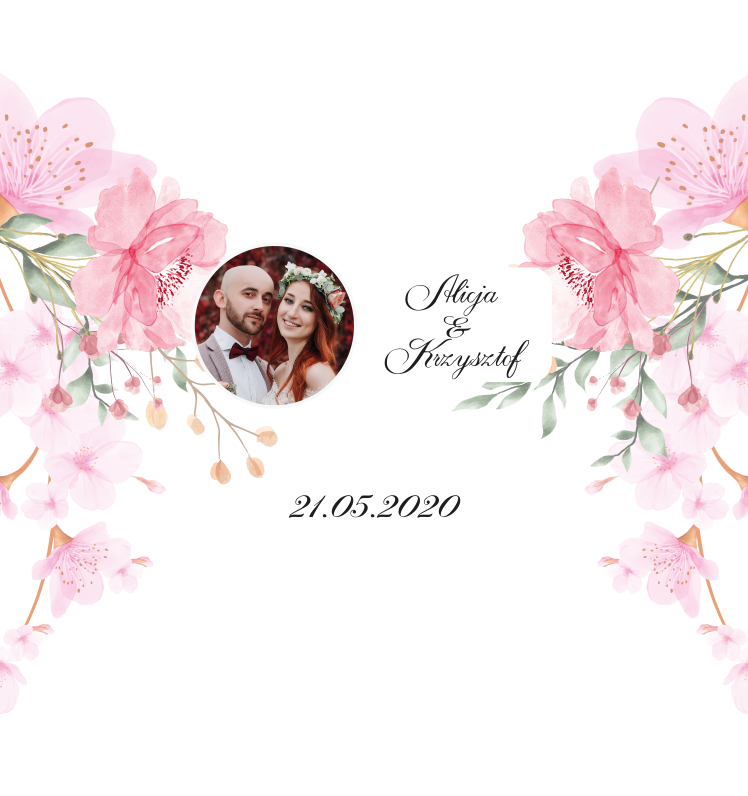 Krówki na ślub i wesele ze zdjęciem pudrowe kwiaty