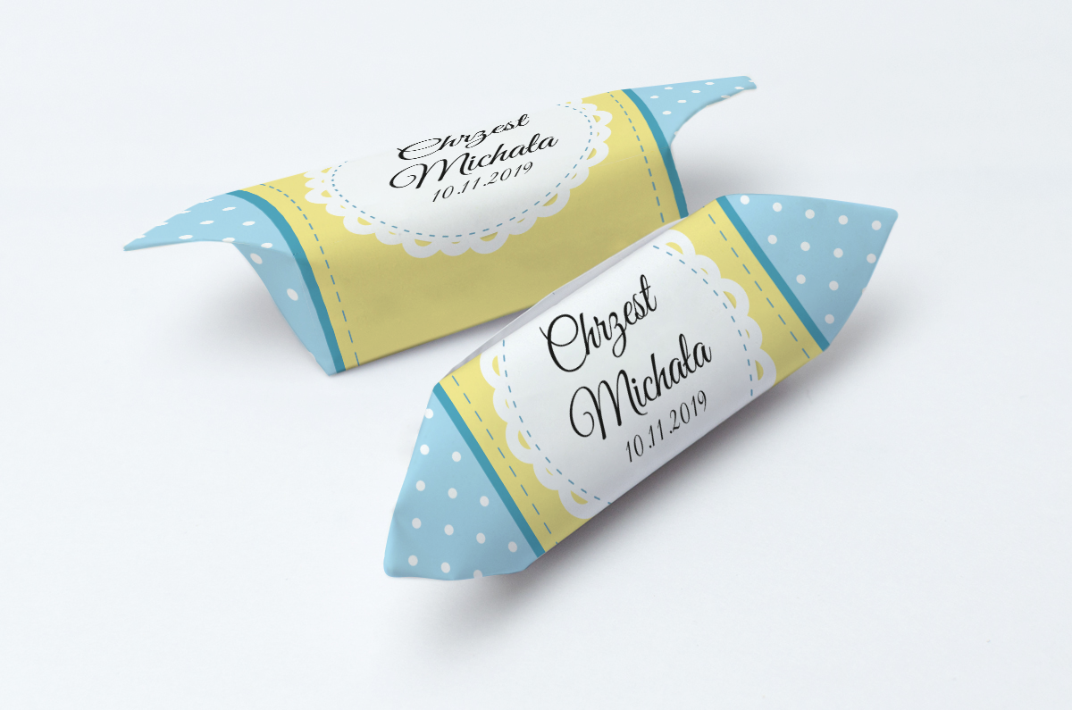 krówki na chrzest w kropki