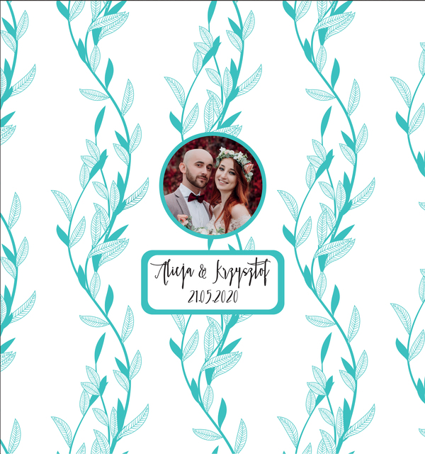 Krówki na ślub i wesele ze zdjęciem niebieskie kwiaty