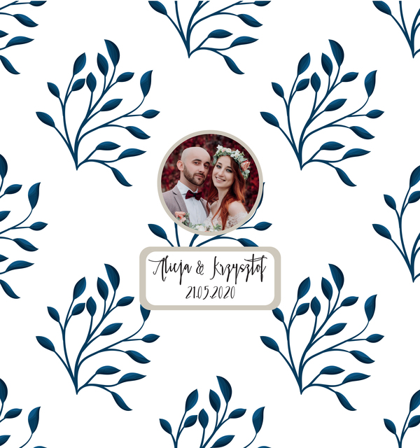 Krówki na ślub i wesele ze zdjęciem granatowe gałązki