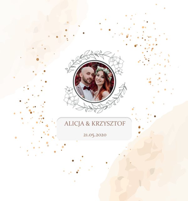 Krówki na ślub i wesele ze zdjęciem złote kropki