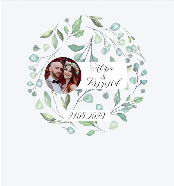 Krówki na ślub i wesele ze zdjęciem zielone liście